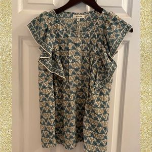 Max Studio Leaf Print Cap Sleeve Top - NWT - Size XS